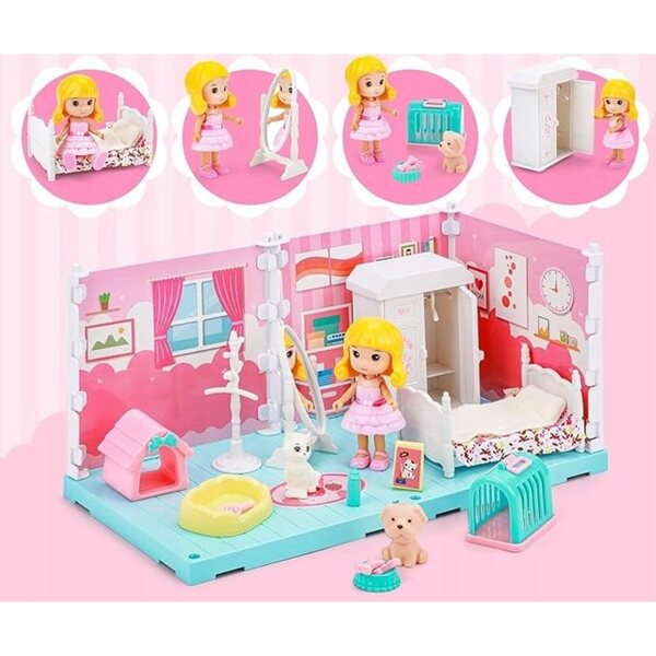 Cottage per bambole 3in1 grande con accessori, 3 stanze e personaggi inclusi