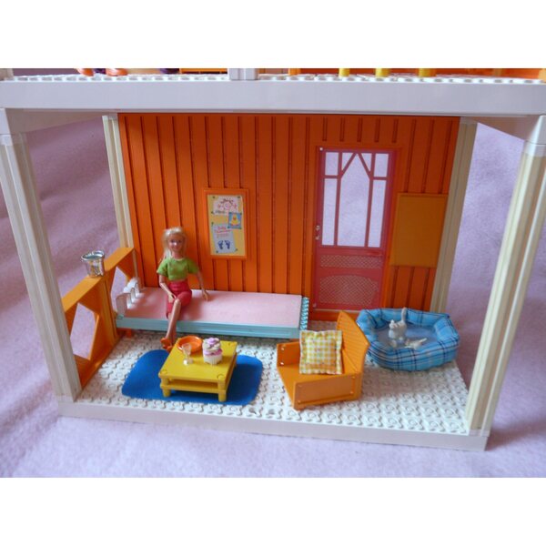2-stöckiges 60-cm-Puppenhaus mit Möbeln und Puppen, kompatibel mit LEGO SCALA