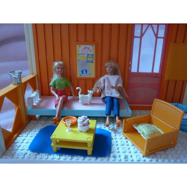 2-stöckiges 60-cm-Puppenhaus mit Möbeln und Puppen, kompatibel mit LEGO SCALA