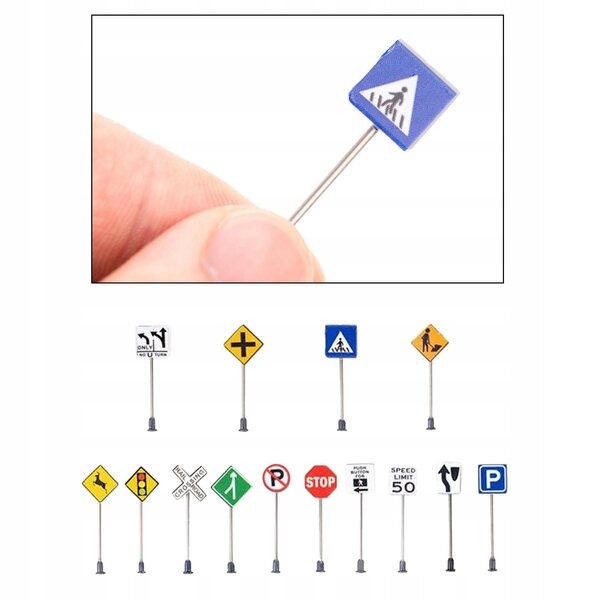 Dolity Zestaw 14 1/87 Skala Traffic Signage DIY Mikro Krajobraz Autostrada