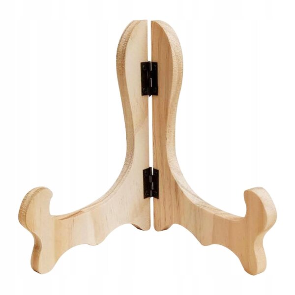 Supporto regolabile in legno per esporre piatti e cornici, alto 16 cm, beige