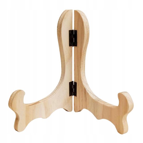Supporto regolabile in legno per esporre piatti e cornici, alto 16 cm, beige