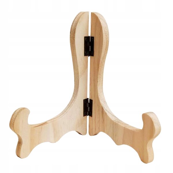 Supporto regolabile in legno per esporre piatti e cornici, alto 16 cm, beige