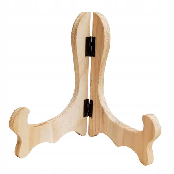 Supporto regolabile in legno per esporre piatti e cornici, alto 16 cm, beige