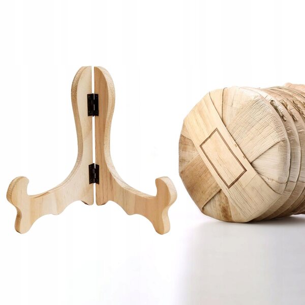 Supporto regolabile in legno per esporre piatti e cornici, alto 16 cm, beige