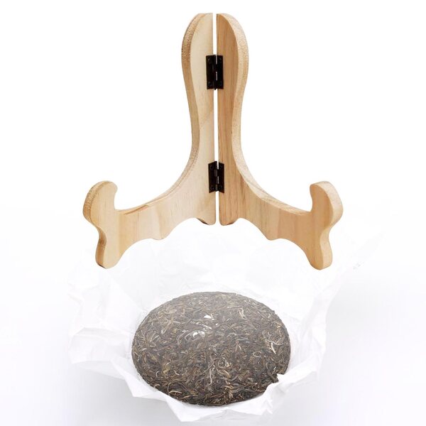 Supporto regolabile in legno per esporre piatti e cornici, alto 16 cm, beige
