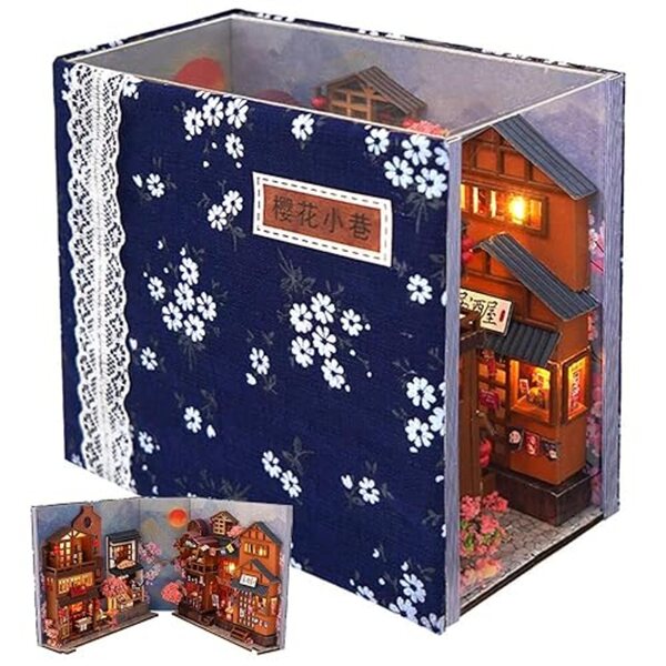 DIY Puppenhaus aus Holz mit LED und 3D-Puzzle, japanisches Miniatur-Dekorregal