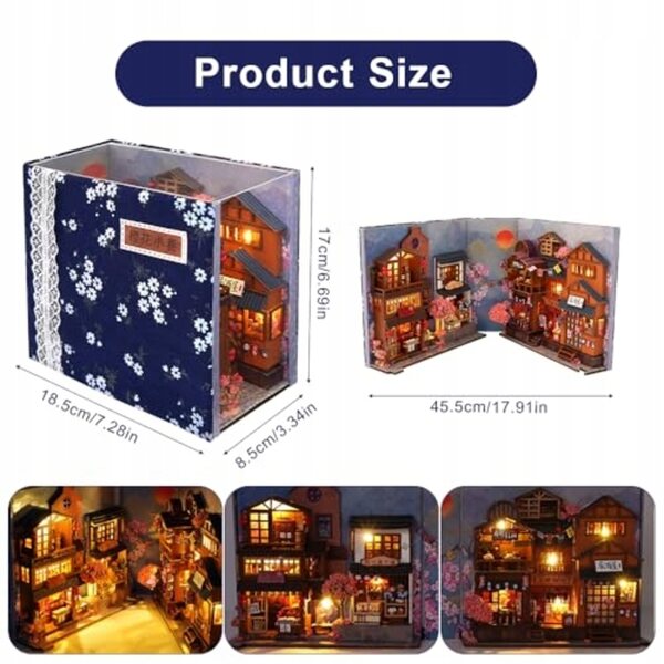 DIY Puppenhaus aus Holz mit LED und 3D-Puzzle, japanisches Miniatur-Dekorregal