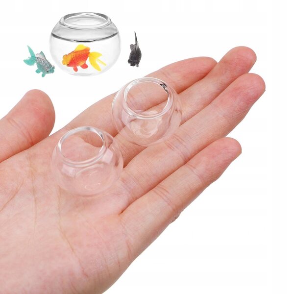 Mini acquario in vetro trasparente 2 pezzi, decorazione e gioco educativo