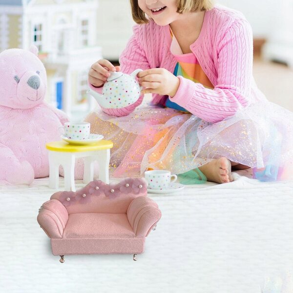 1:12 Sofa Pudełko na biżuterię 1/12 Mini kanapa Pudełko na biżuterię Ozdoby Biżuteria w stylu A