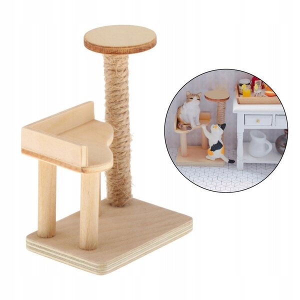 1/12 Miniatur-Katzenturm aus Holz für Puppenhaus