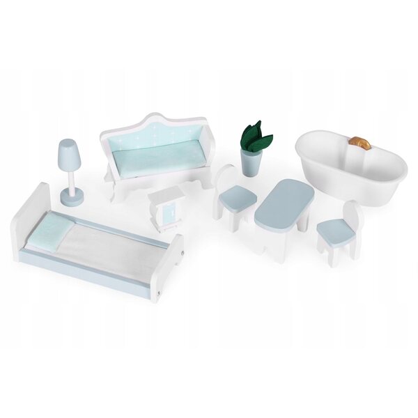 Alice-Puppenhaus, 3 Ebenen, 4 Zimmer und 9 MDF-Möbel
