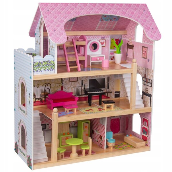 Puppenhaus aus Holz 70 cm mit Möbeln und Zubehör 4iQ Group