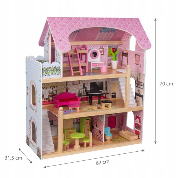 Puppenhaus aus Holz 70 cm mit Möbeln und Zubehör 4iQ Group