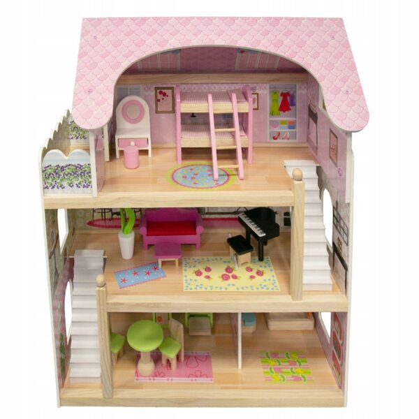 Puppenhaus aus Holz 70 cm mit Möbeln und Zubehör 4iQ Group