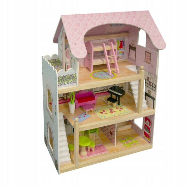 Puppenhaus aus Holz 70 cm mit Möbeln und Zubehör 4iQ Group
