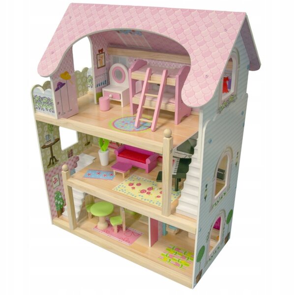 Puppenhaus aus Holz 70 cm mit Möbeln und Zubehör 4iQ Group