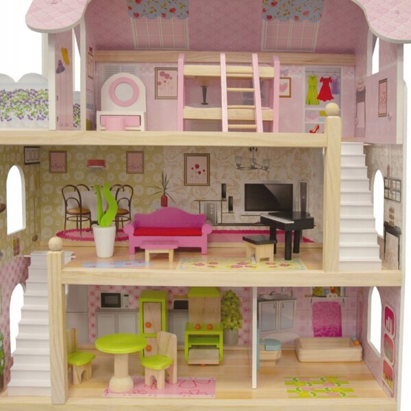 Puppenhaus aus Holz 70 cm mit Möbeln und Zubehör 4iQ Group