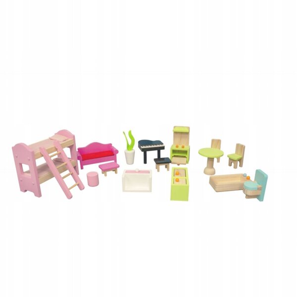 Puppenhaus aus Holz 70 cm mit Möbeln und Zubehör 4iQ Group