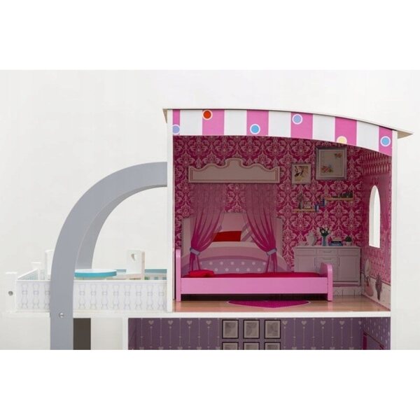 Casa delle bambole in legno, a 3 livelli, XXL 103 cm, con mobili - Villa da sogno