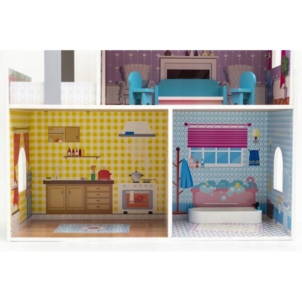 Casa delle bambole in legno, a 3 livelli, XXL 103 cm, con mobili - Villa da sogno