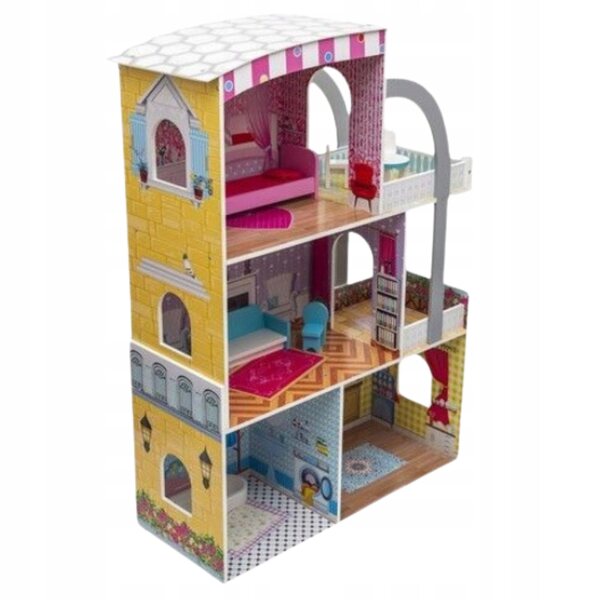 Casa delle bambole in legno, a 3 livelli, XXL 103 cm, con mobili - Villa da sogno