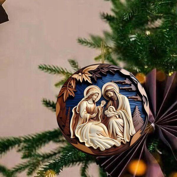 Decorazione natalizia in legno da appendere 8 cm - Decorazione natalizia per finestra
