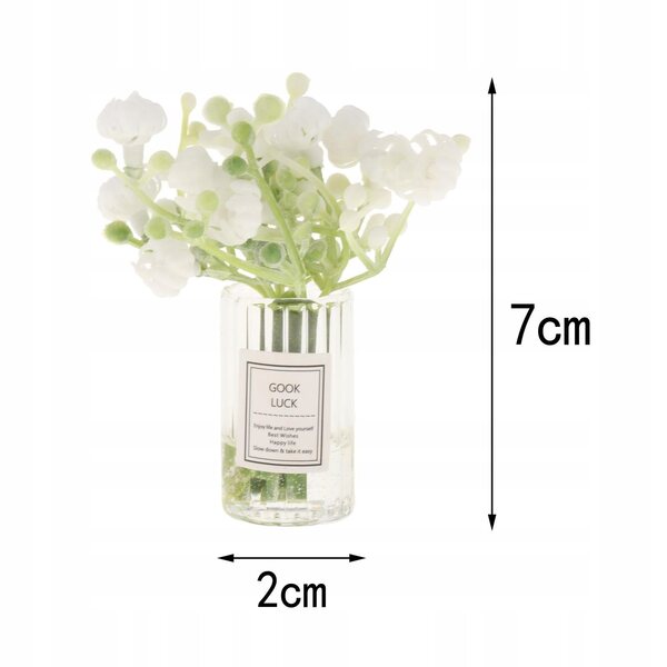 Mini weiße Jasminblume für Puppenhaus 1:6 1:8, 2x2x7cm