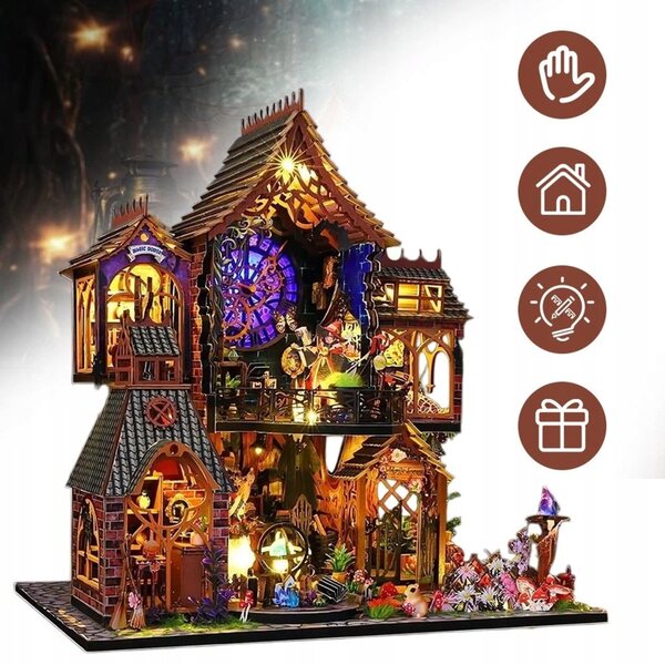 Cottage per bambole in legno da montare fai da te, kit miniatura 3D elegante e creativo