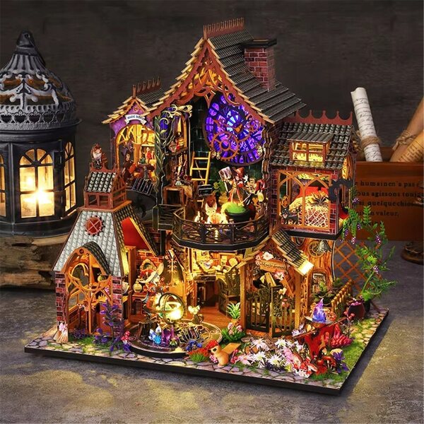 Cottage per bambole in legno da montare fai da te, kit miniatura 3D elegante e creativo