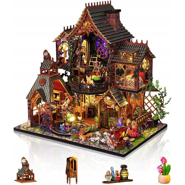 Cottage per bambole in legno da montare fai da te, kit miniatura 3D elegante e creativo