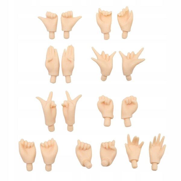 Set 9 paia di mani mobili per bambole Blythe e altre bambole 12 pollici bianche