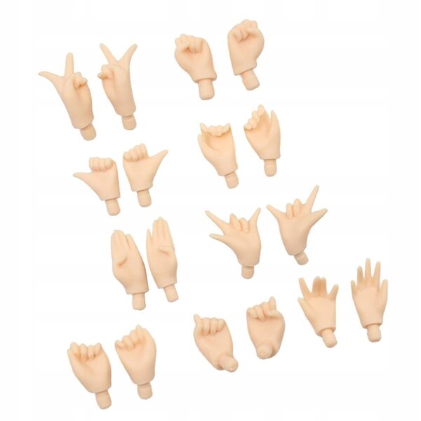 Set 9 paia di mani mobili per bambole Blythe e altre bambole 12 pollici bianche