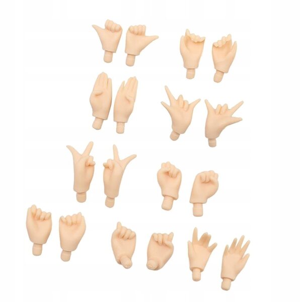 Set 9 paia di mani mobili per bambole Blythe e altre bambole 12 pollici bianche