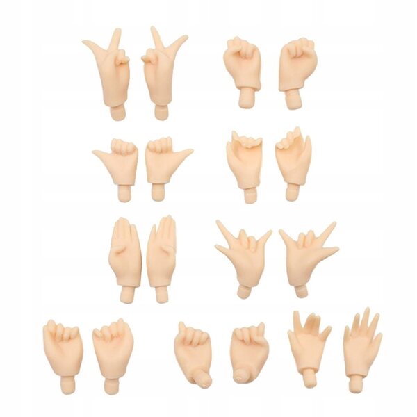 Set 9 paia di mani mobili per bambole Blythe e altre bambole 12 pollici bianche