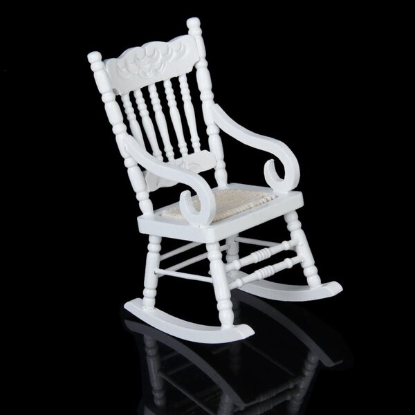 Miniatura Fotel Bujany in Legno Bianco per Casa delle Bambole Scala 1:12