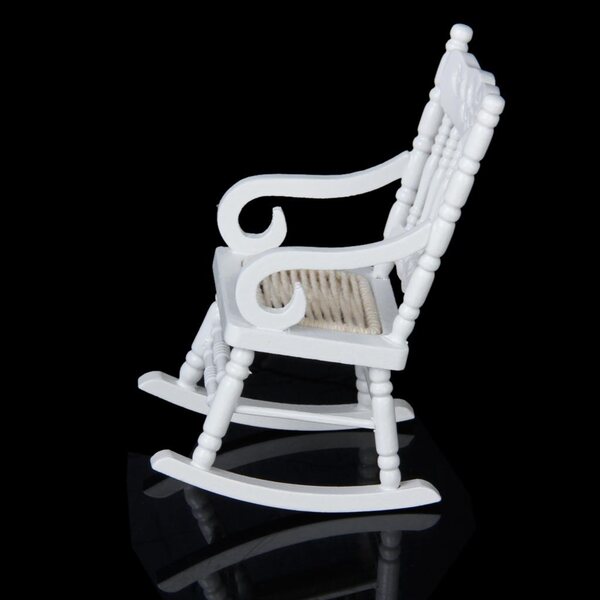 Miniatura Fotel Bujany in Legno Bianco per Casa delle Bambole Scala 1:12