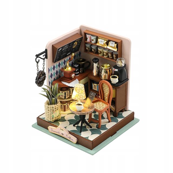 DIY Puppenhaus-Miniatur aus Holz mit LED-Lichtern und Möbeln