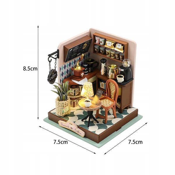 DIY Puppenhaus-Miniatur aus Holz mit LED-Lichtern und Möbeln