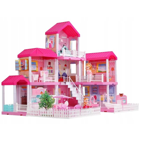 Cottage per bambole pieghevole con 148 accessori, due principesse e mobili