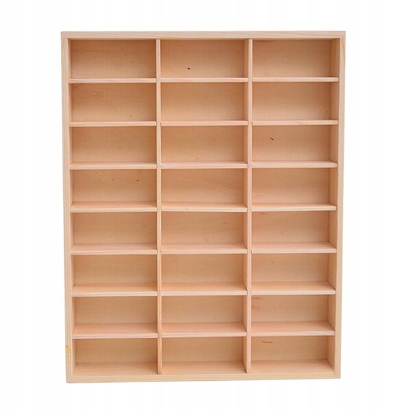 Casetta per bambole in legno con vetrina antipolvere e ripiani beige
