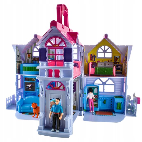 Casa delle bambole con mobili e figurine, pieghevole, portatile, 28,5 cm