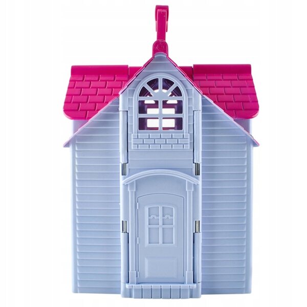 Casa delle bambole con mobili e figurine, pieghevole, portatile, 28,5 cm