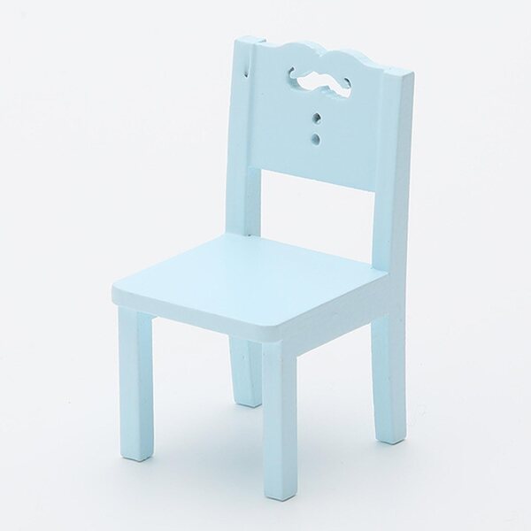 Miniature sedia in legno blu per casa delle bambole 1:12, design realistico