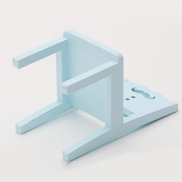 Miniature sedia in legno blu per casa delle bambole 1:12, design realistico
