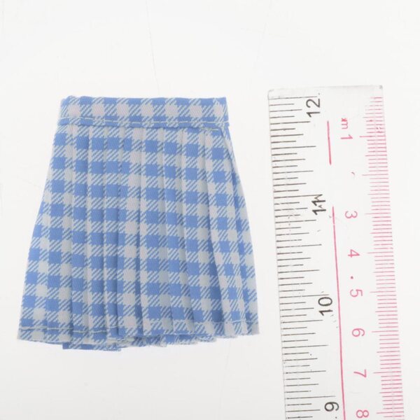 Gonna a quadretti azzurri in scala 1:6 per bambole da 12 pollici, accessorio moda