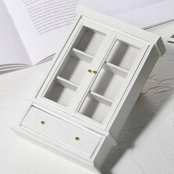 Miniatura 1:12 Mobile con Doppie Ante per Casa delle Bambole in Legno Bianco