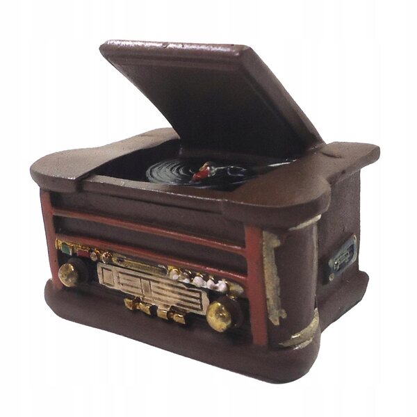 Miniatura Gramofono Vintage 1:6 in Resina per Casa delle Bambole, Decorazione Unica