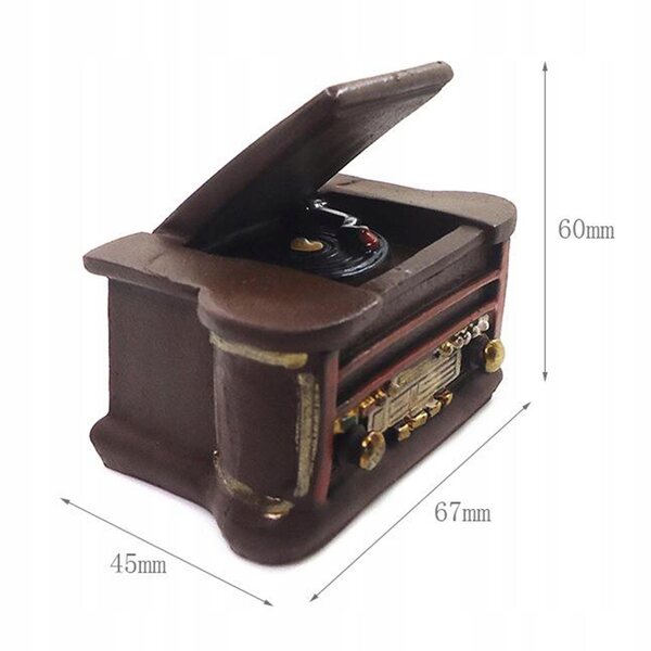 Miniatura Gramofono Vintage 1:6 in Resina per Casa delle Bambole, Decorazione Unica