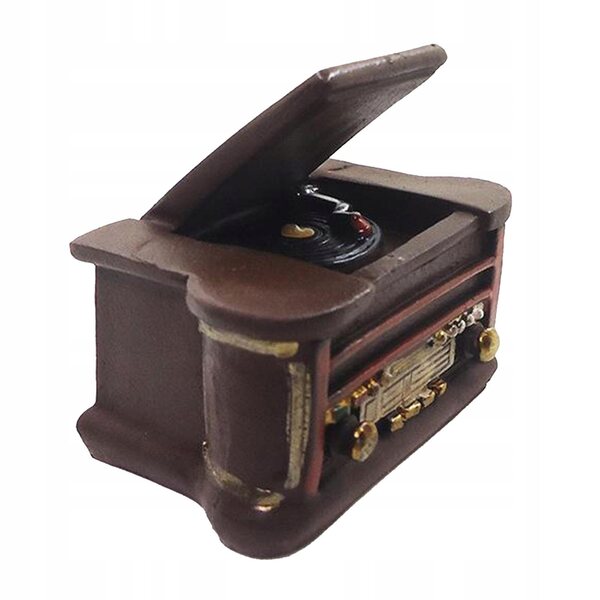 Miniatura Gramofono Vintage 1:6 in Resina per Casa delle Bambole, Decorazione Unica